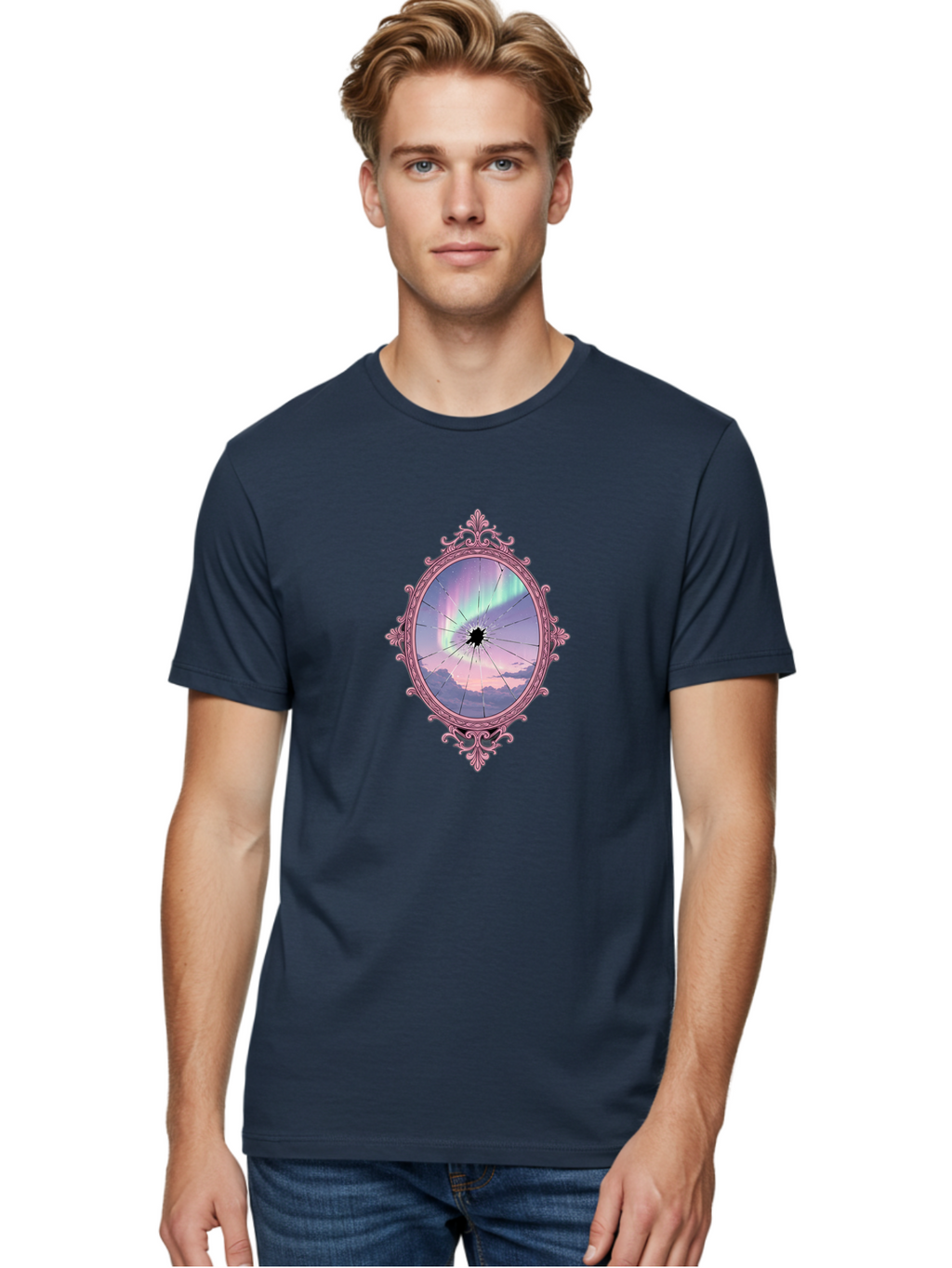 Cracked-Mirror Men'S Graphic Tee, 100% Cotton, Comfortable Casual Summer Wear, Machine Washable, Vintage Camera, Old Camera, Antique Camera, Black Camera, Classic Photography, Photography Equipment, Nostalgic Device, Film Camera, Camera Art Bak310