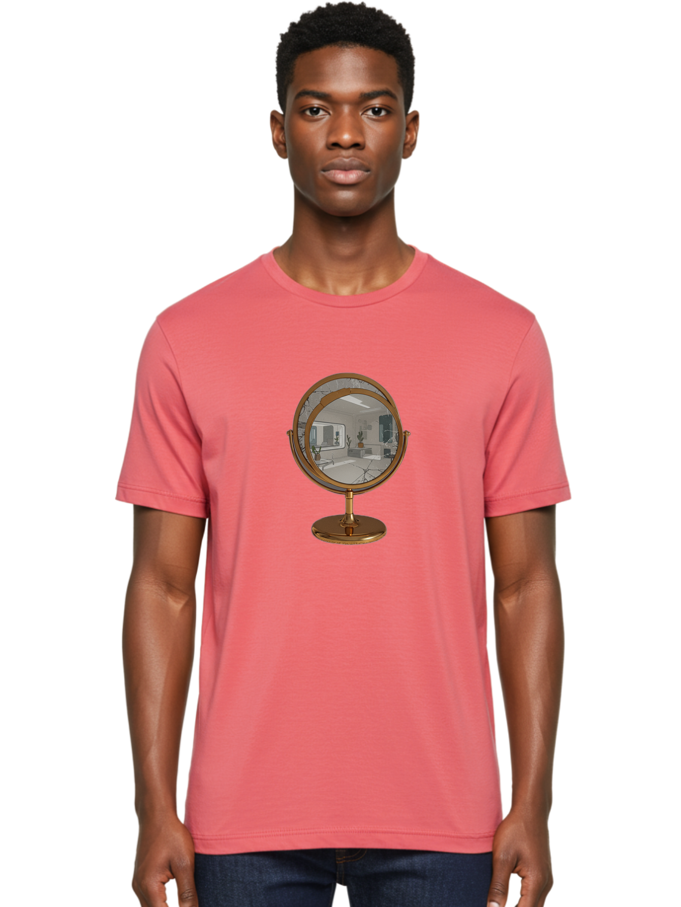 Cracked-Round-Mirror Men'S Graphic Tee, 100% Cotton, Comfortable Casual Summer Wear, Machine Washable, Vintage Camera, Old Camera, Antique Camera, Black Camera, Classic Photography, Photography Equipment, Nostalgic Device, Film Camera, Bak311