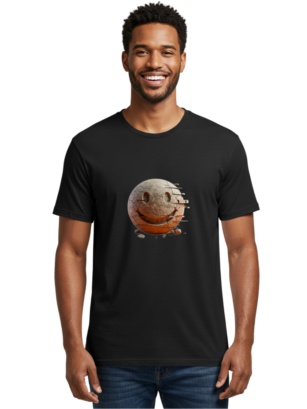 Cracked-Smiley Men'S Graphic Tee, 100% Cotton, Comfortable Casual Summer Wear, Machine Washable, Vintage Camera, Old Camera, Antique Camera, Black Camera, Classic Photography, Photography Equipment, Nostalgic Device, Film Camera, Camera Art Bak312