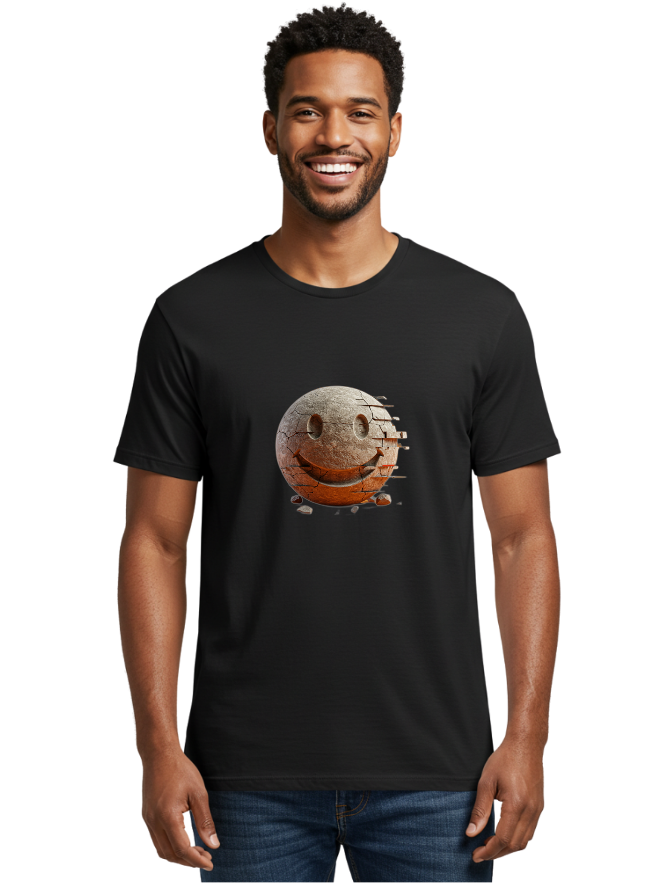 Cracked-Smiley Men'S Graphic Tee, 100% Cotton, Comfortable Casual Summer Wear, Machine Washable, Vintage Camera, Old Camera, Antique Camera, Black Camera, Classic Photography, Photography Equipment, Nostalgic Device, Film Camera, Camera Art Bak312