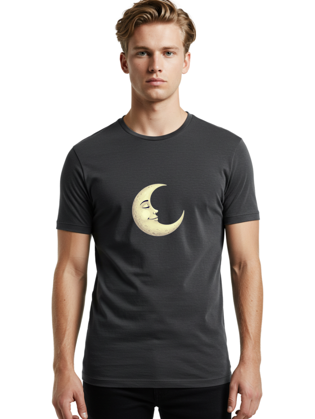 Crescent-Moon-Face Men'S Graphic Tee, 100% Cotton, Comfortable Casual Summer Wear, Machine Washable, Vintage Camera, Old Camera, Antique Camera, Black Camera, Classic Photography, Photography Equipment, Nostalgic Device, Film Camera, Bak316