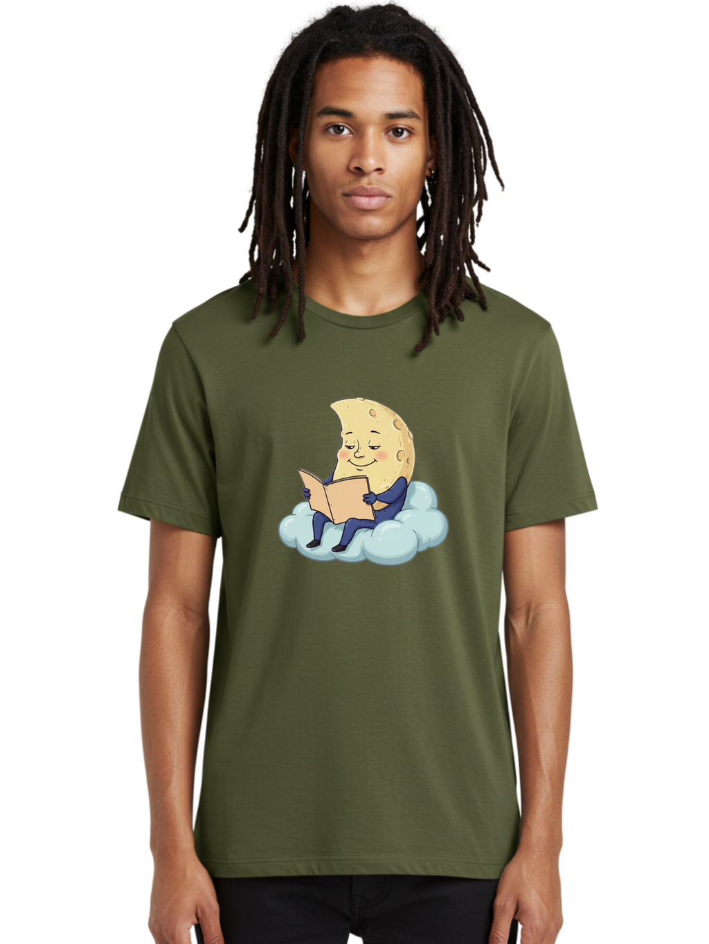 Crescent-Moon-Reading-1 Men'S Graphic Tee, 100% Cotton, Comfortable Casual Summer Wear, Machine Washable, Vintage Camera, Old Camera, Antique Camera, Black Camera, Classic Photography, Photography Equipment, Nostalgic Device, Film Camera, Bak317