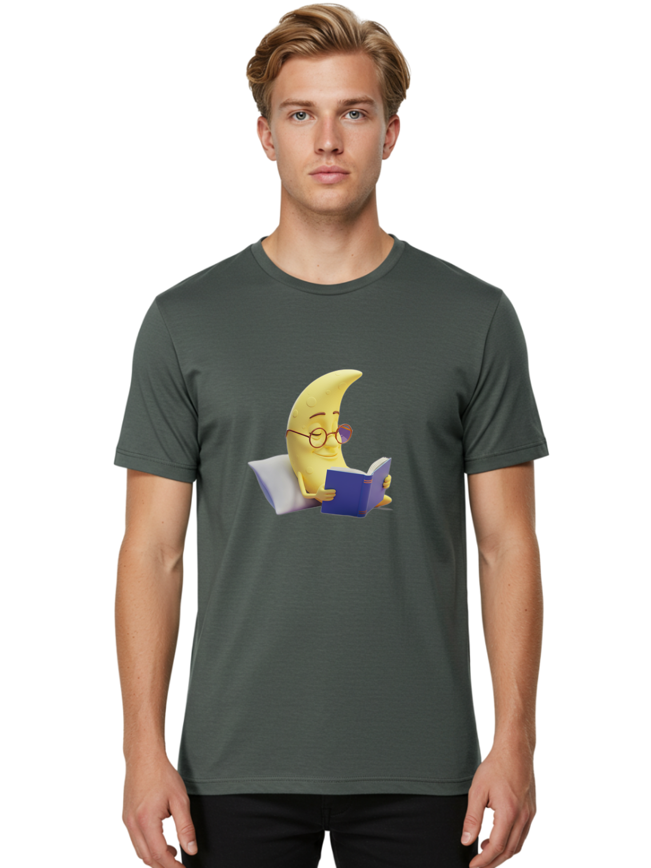 Crescent-Moon-Reading Men'S Graphic Tee, 100% Cotton, Comfortable Casual Summer Wear, Machine Washable, Vintage Camera, Old Camera, Antique Camera, Black Camera, Classic Photography, Photography Equipment, Nostalgic Device, Film Camera, Bak319