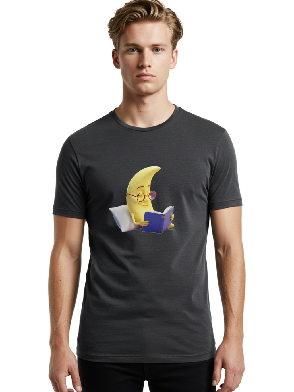 Crescent-Moon-Reading Men'S Graphic Tee, 100% Cotton, Comfortable Casual Summer Wear, Machine Washable, Vintage Camera, Old Camera, Antique Camera, Black Camera, Classic Photography, Photography Equipment, Nostalgic Device, Film Camera, Bak319