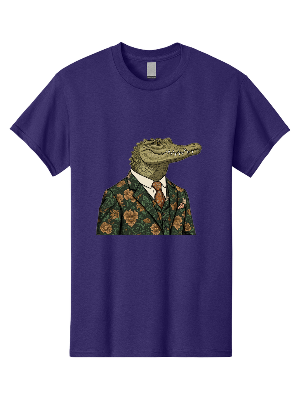 Crocodile-In-Floral-Suit Men'S Graphic Tee, 100% Cotton, Comfortable Casual Summer Wear, Machine Washable, Vintage Camera, Old Camera, Antique Camera, Black Camera, Classic Photography, Photography Equipment, Nostalgic Device, Film Camera, Bak322