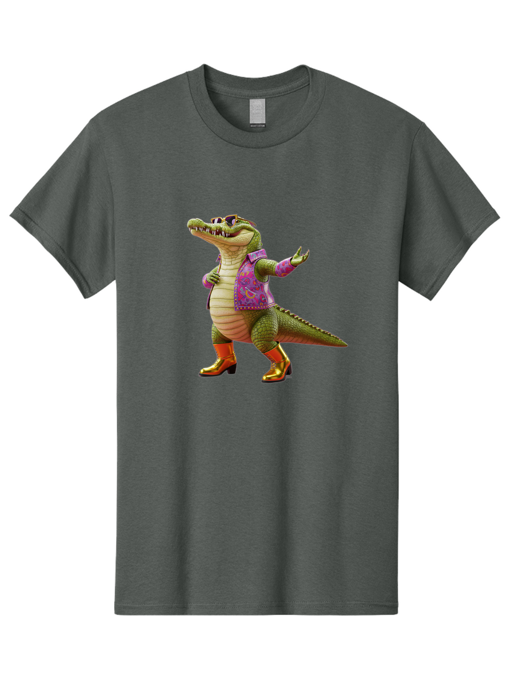 Crocodile-In-Purple-Jacket Men'S Graphic Tee, 100% Cotton, Comfortable Casual Summer Wear, Machine Washable, Vintage Camera, Old Camera, Antique Camera, Black Camera, Classic Photography, Photography Equipment, Nostalgic Device, Film Camera, Bak323