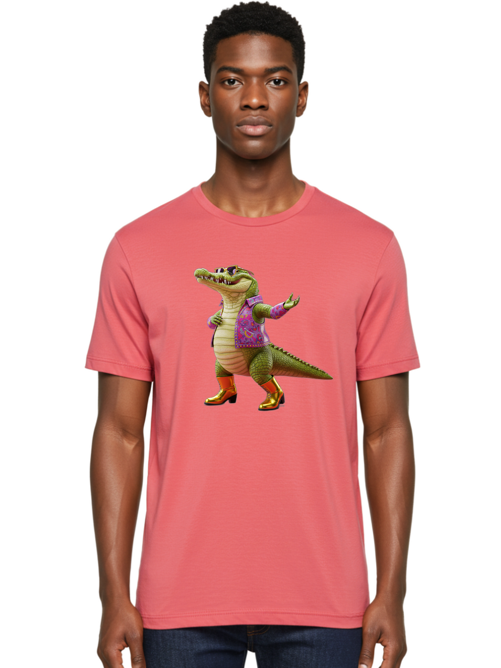 Crocodile-In-Purple-Jacket Men'S Graphic Tee, 100% Cotton, Comfortable Casual Summer Wear, Machine Washable, Vintage Camera, Old Camera, Antique Camera, Black Camera, Classic Photography, Photography Equipment, Nostalgic Device, Film Camera, Bak323