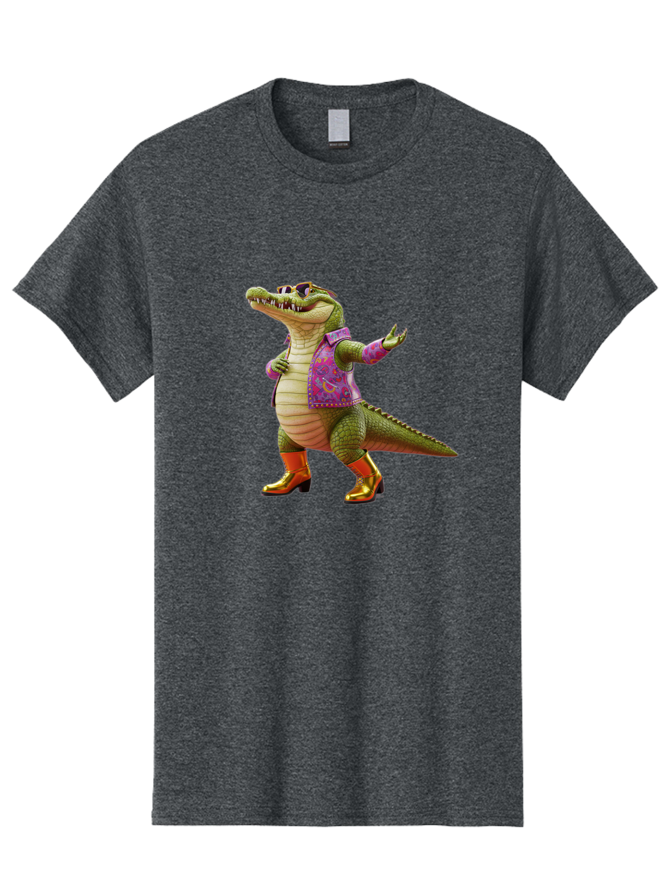 Crocodile-In-Purple-Jacket Men'S Graphic Tee, 100% Cotton, Comfortable Casual Summer Wear, Machine Washable, Vintage Camera, Old Camera, Antique Camera, Black Camera, Classic Photography, Photography Equipment, Nostalgic Device, Film Camera, Bak323