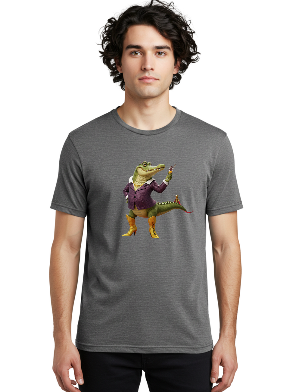 Crocodile-In-Purple-Suit Men'S Graphic Tee, 100% Cotton, Comfortable Casual Summer Wear, Machine Washable, Vintage Camera, Old Camera, Antique Camera, Black Camera, Classic Photography, Photography Equipment, Nostalgic Device, Film Camera, Bak324