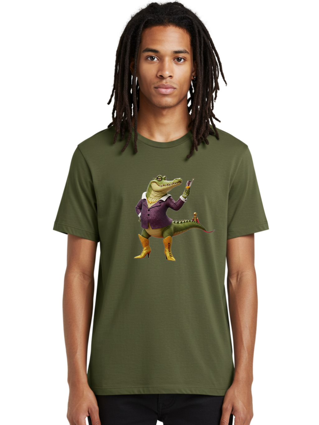 Crocodile-In-Purple-Suit Men'S Graphic Tee, 100% Cotton, Comfortable Casual Summer Wear, Machine Washable, Vintage Camera, Old Camera, Antique Camera, Black Camera, Classic Photography, Photography Equipment, Nostalgic Device, Film Camera, Bak324