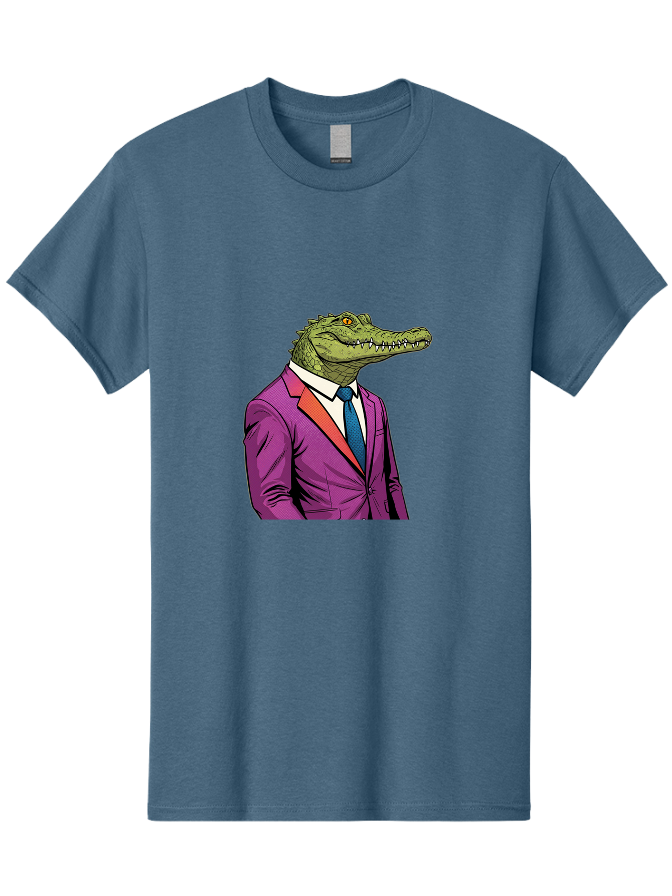 Crocodile-In-Suit-2 Men'S Graphic Tee, 100% Cotton, Comfortable Casual Summer Wear, Machine Washable, Vintage Camera, Old Camera, Antique Camera, Black Camera, Classic Photography, Photography Equipment, Nostalgic Device, Film Camera, Bak326
