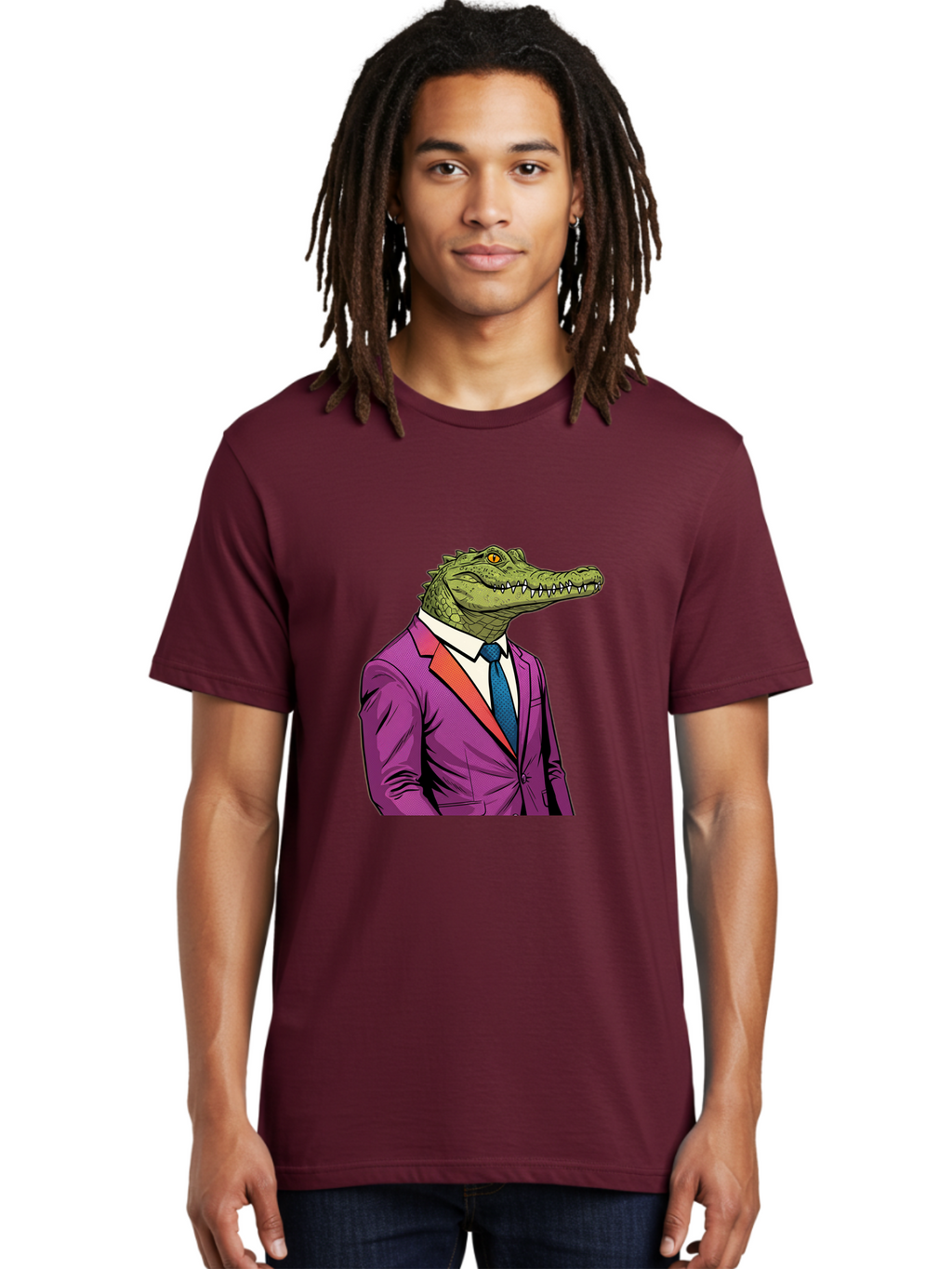 Crocodile-In-Suit-2 Men'S Graphic Tee, 100% Cotton, Comfortable Casual Summer Wear, Machine Washable, Vintage Camera, Old Camera, Antique Camera, Black Camera, Classic Photography, Photography Equipment, Nostalgic Device, Film Camera, Bak326
