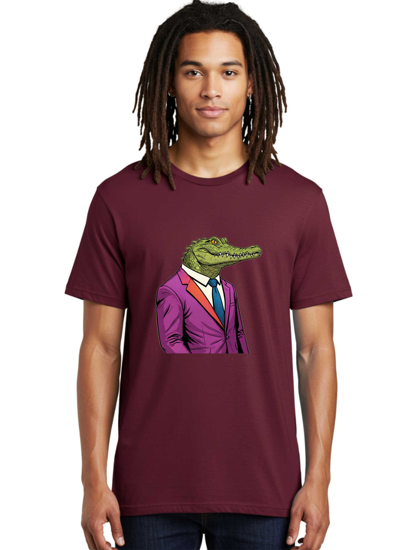 Crocodile-In-Suit-2 Men'S Graphic Tee, 100% Cotton, Comfortable Casual Summer Wear, Machine Washable, Vintage Camera, Old Camera, Antique Camera, Black Camera, Classic Photography, Photography Equipment, Nostalgic Device, Film Camera, Bak326