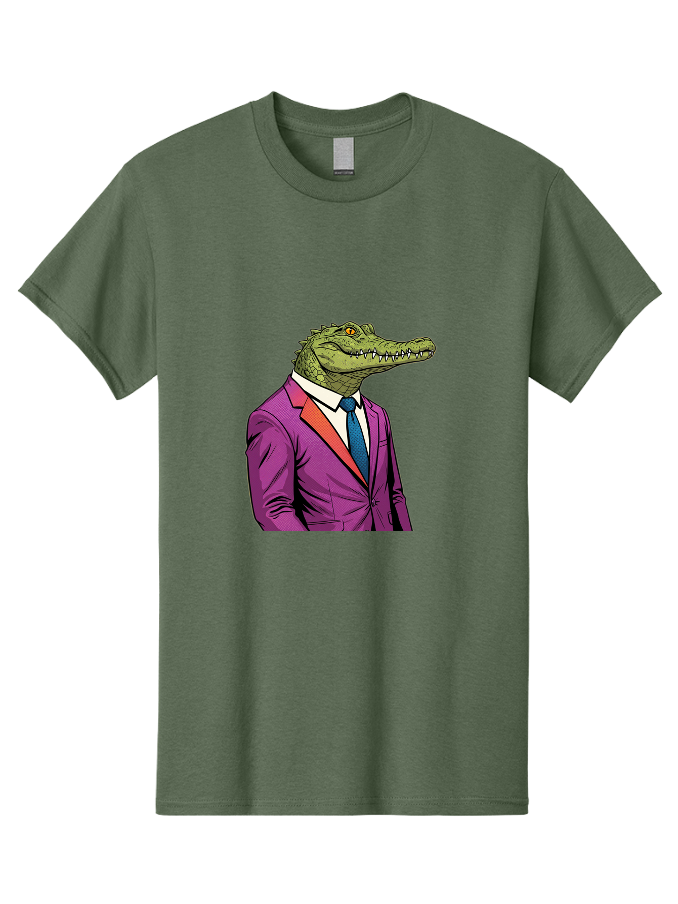 Crocodile-In-Suit-2 Men'S Graphic Tee, 100% Cotton, Comfortable Casual Summer Wear, Machine Washable, Vintage Camera, Old Camera, Antique Camera, Black Camera, Classic Photography, Photography Equipment, Nostalgic Device, Film Camera, Bak326