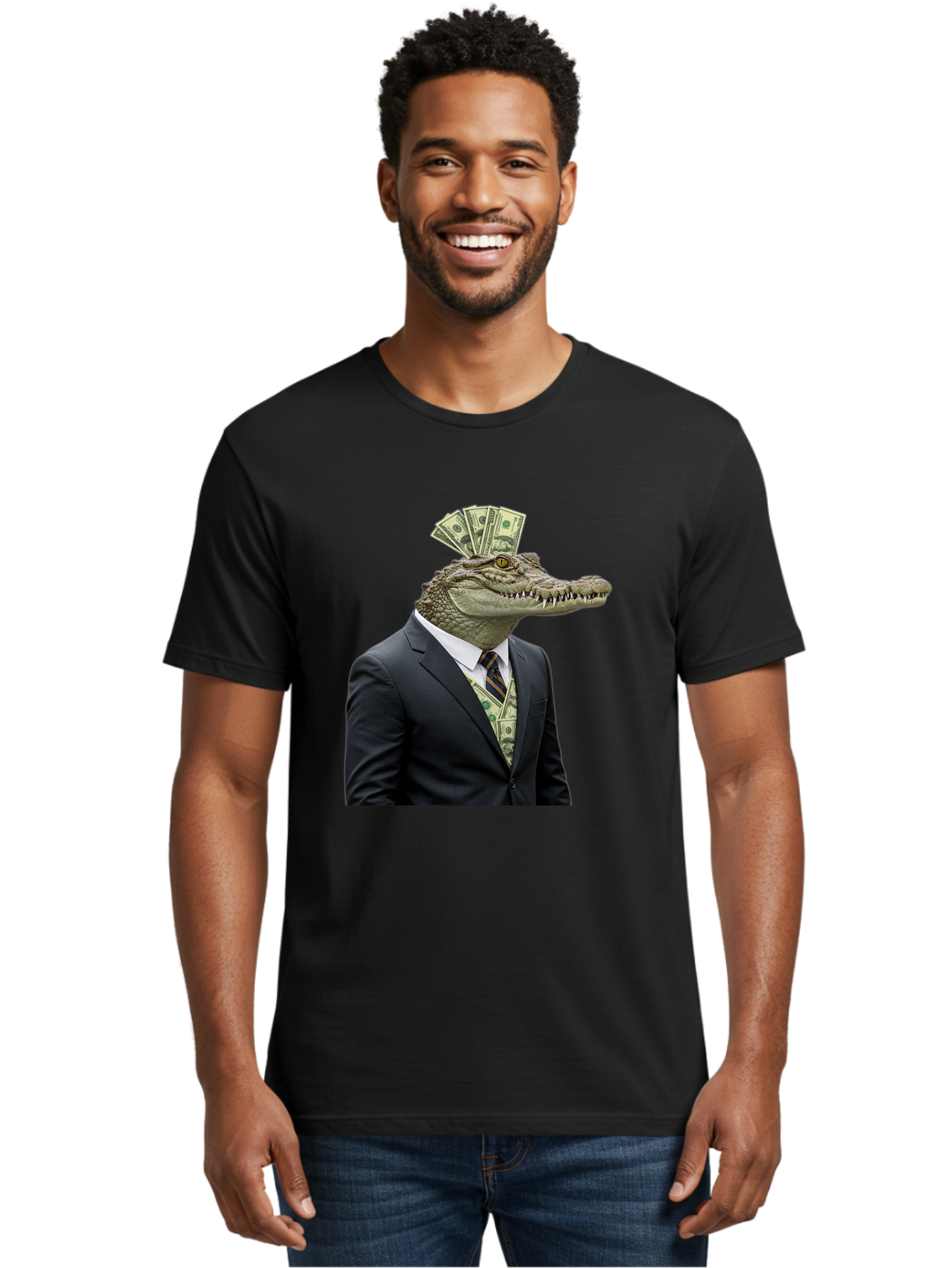 Crocodile-In-Suit-4 Men'S Graphic Tee, 100% Cotton, Comfortable Casual Summer Wear, Machine Washable, Vintage Camera, Old Camera, Antique Camera, Black Camera, Classic Photography, Photography Equipment, Nostalgic Device, Film Camera, Bak328
