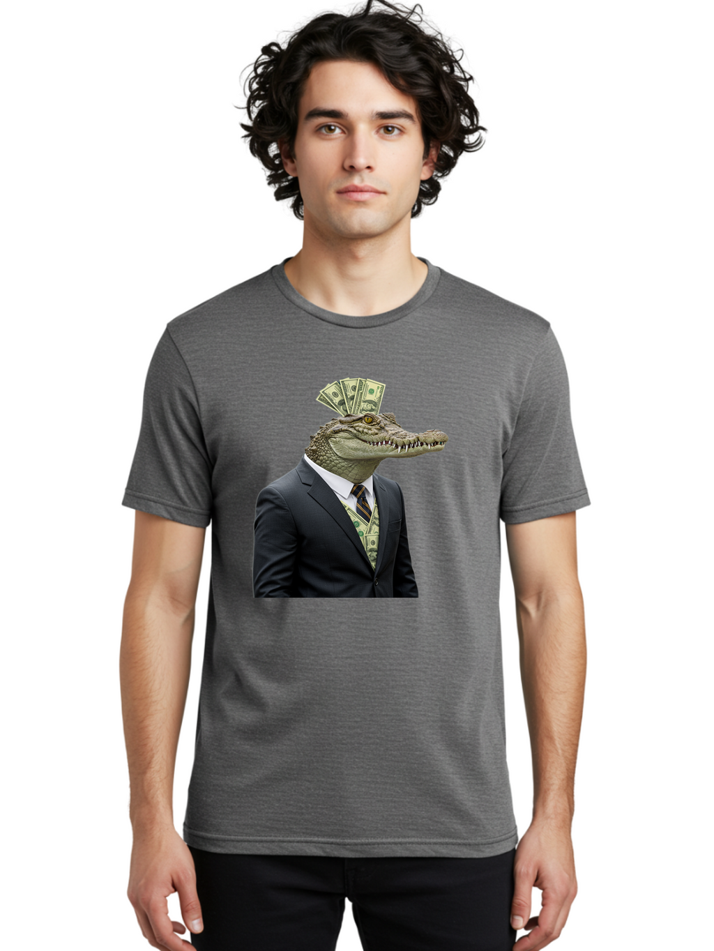 Crocodile-In-Suit-4 Men'S Graphic Tee, 100% Cotton, Comfortable Casual Summer Wear, Machine Washable, Vintage Camera, Old Camera, Antique Camera, Black Camera, Classic Photography, Photography Equipment, Nostalgic Device, Film Camera, Bak328