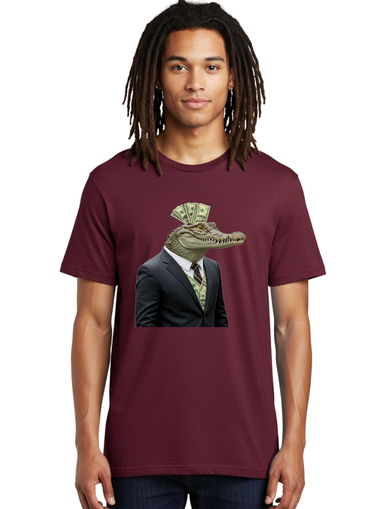Crocodile-In-Suit-4 Men'S Graphic Tee, 100% Cotton, Comfortable Casual Summer Wear, Machine Washable, Vintage Camera, Old Camera, Antique Camera, Black Camera, Classic Photography, Photography Equipment, Nostalgic Device, Film Camera, Bak328