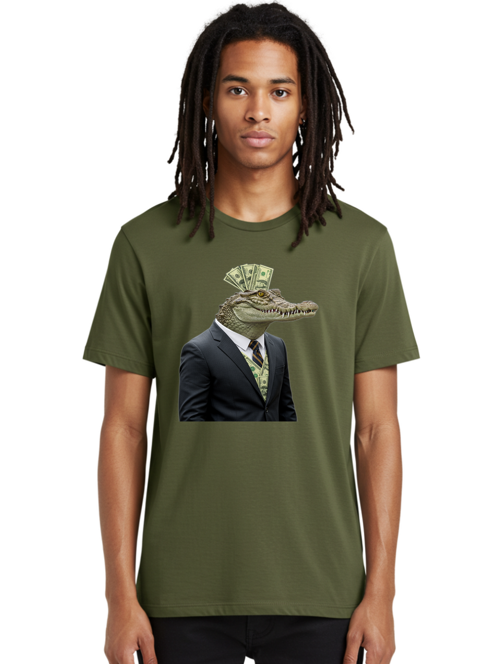 Crocodile-In-Suit-4 Men'S Graphic Tee, 100% Cotton, Comfortable Casual Summer Wear, Machine Washable, Vintage Camera, Old Camera, Antique Camera, Black Camera, Classic Photography, Photography Equipment, Nostalgic Device, Film Camera, Bak328