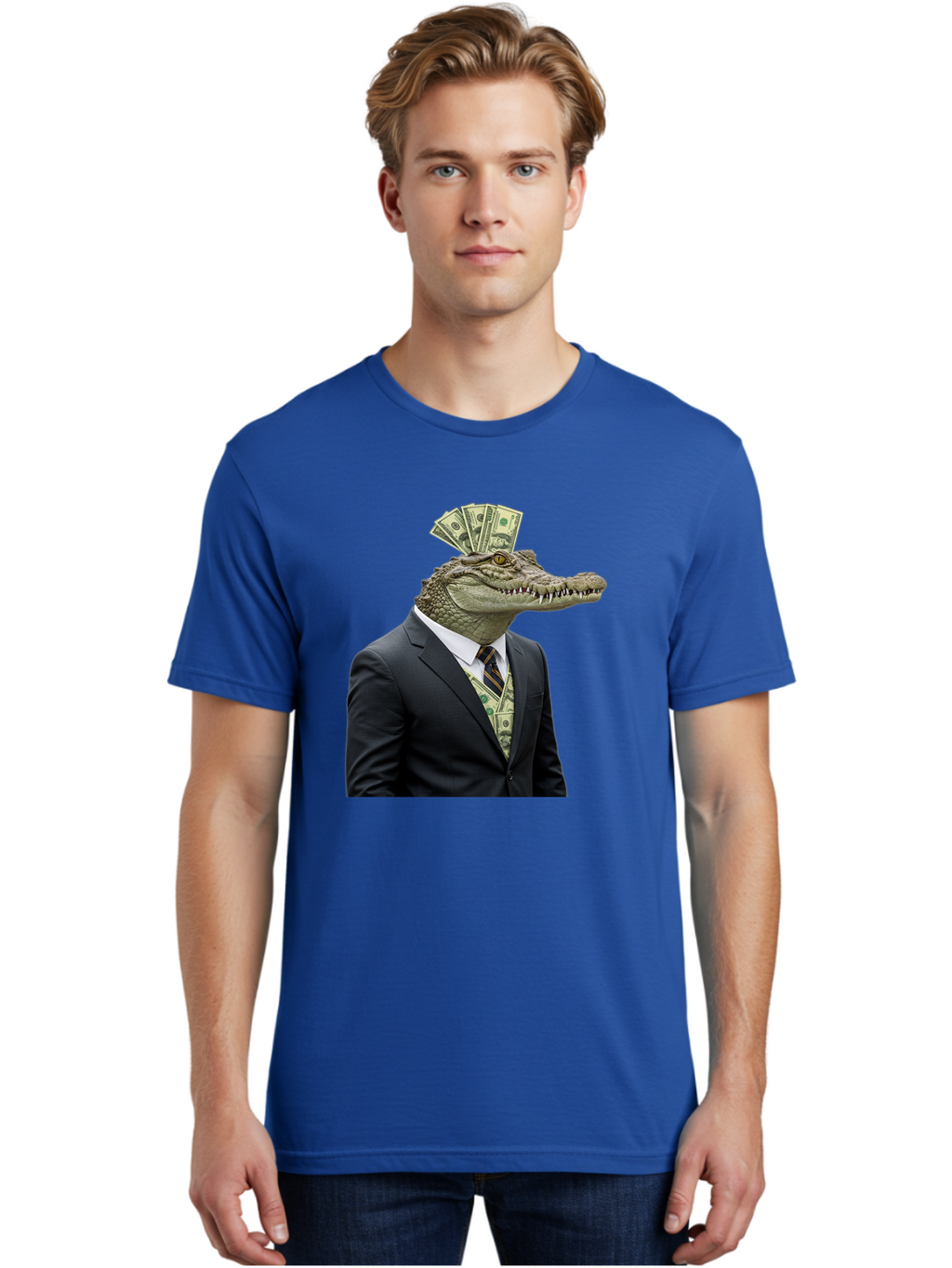 Crocodile-In-Suit-4 Men'S Graphic Tee, 100% Cotton, Comfortable Casual Summer Wear, Machine Washable, Vintage Camera, Old Camera, Antique Camera, Black Camera, Classic Photography, Photography Equipment, Nostalgic Device, Film Camera, Bak328
