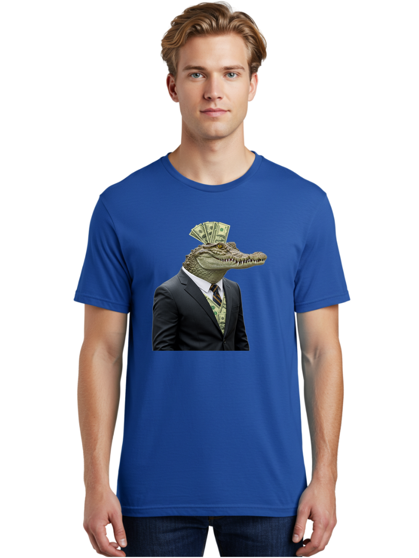 Crocodile-In-Suit-4 Men'S Graphic Tee, 100% Cotton, Comfortable Casual Summer Wear, Machine Washable, Vintage Camera, Old Camera, Antique Camera, Black Camera, Classic Photography, Photography Equipment, Nostalgic Device, Film Camera, Bak328