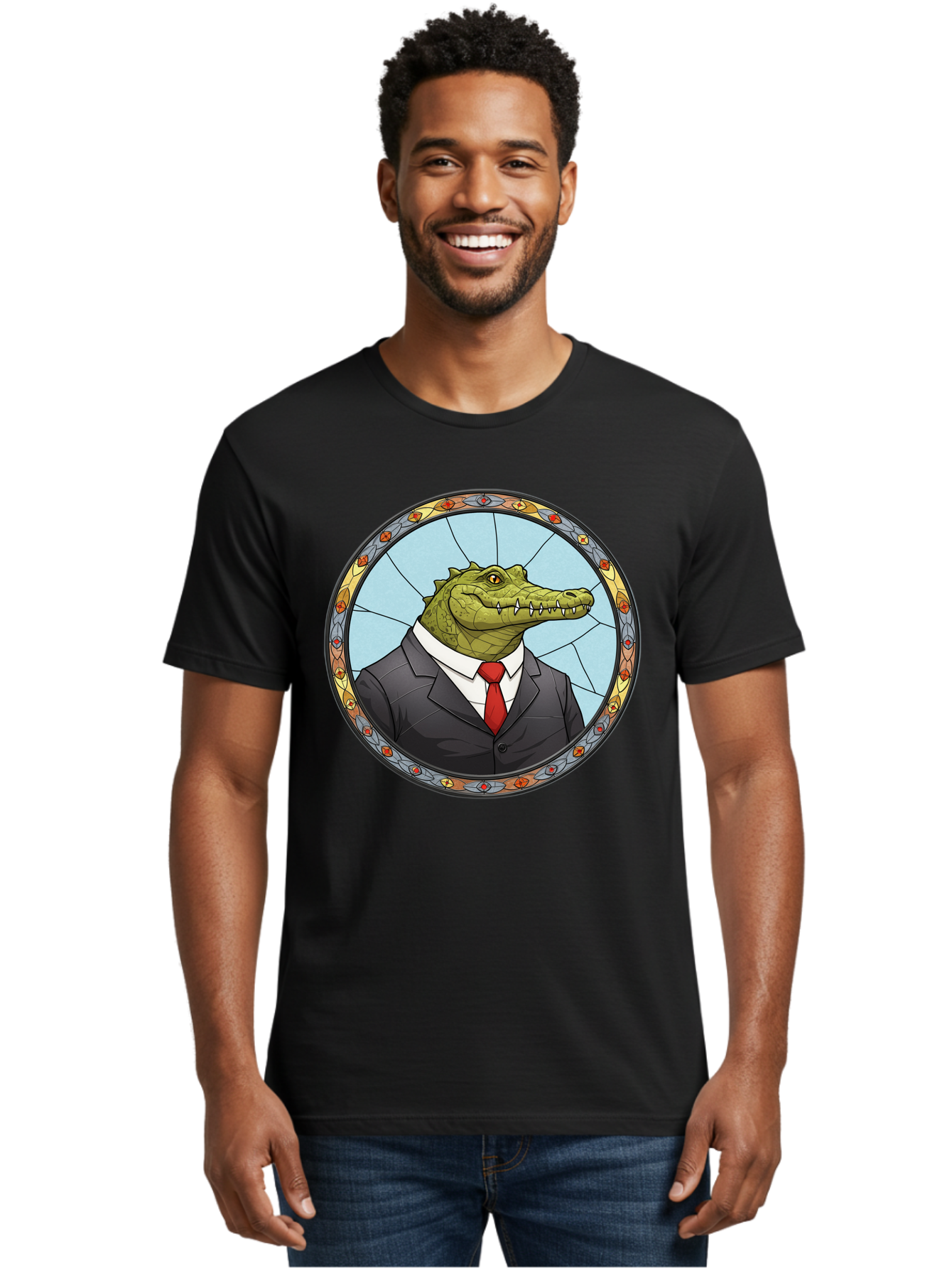 Crocodile-In-Suit-5 Men'S Graphic Tee, 100% Cotton, Comfortable Casual Summer Wear, Machine Washable, Vintage Camera, Old Camera, Antique Camera, Black Camera, Classic Photography, Photography Equipment, Nostalgic Device, Film Camera, Bak329