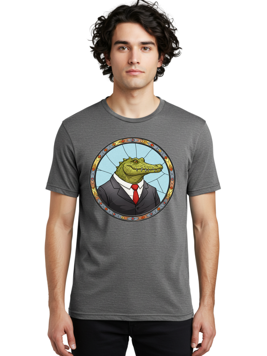 Crocodile-In-Suit-5 Men'S Graphic Tee, 100% Cotton, Comfortable Casual Summer Wear, Machine Washable, Vintage Camera, Old Camera, Antique Camera, Black Camera, Classic Photography, Photography Equipment, Nostalgic Device, Film Camera, Bak329