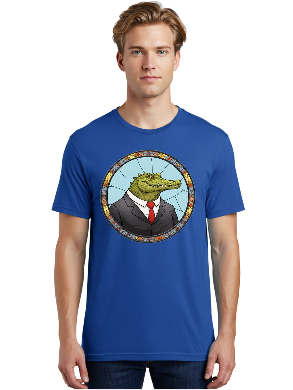 Crocodile-In-Suit-5 Men'S Graphic Tee, 100% Cotton, Comfortable Casual Summer Wear, Machine Washable, Vintage Camera, Old Camera, Antique Camera, Black Camera, Classic Photography, Photography Equipment, Nostalgic Device, Film Camera, Bak329