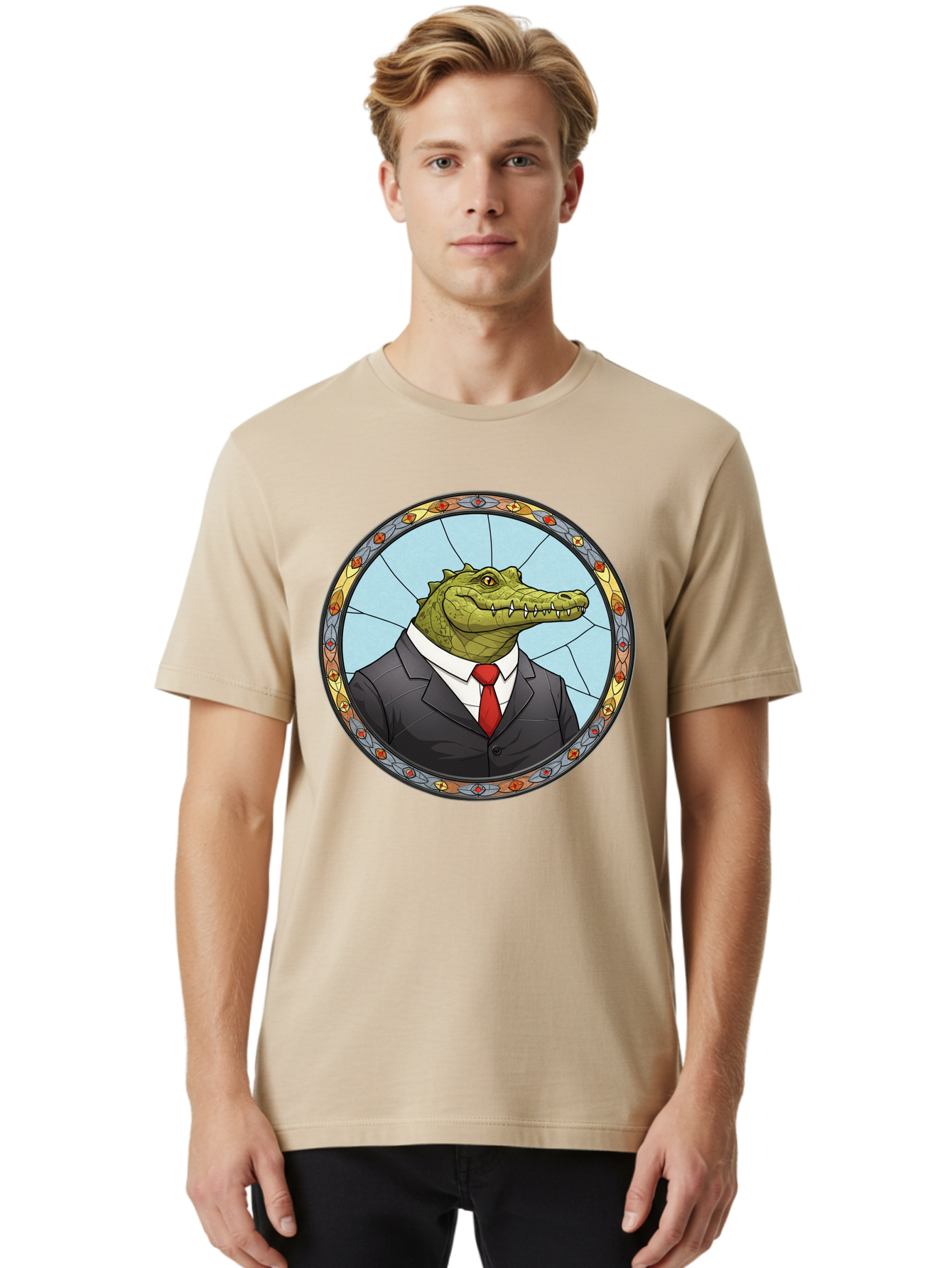 Crocodile-In-Suit-5 Men'S Graphic Tee, 100% Cotton, Comfortable Casual Summer Wear, Machine Washable, Vintage Camera, Old Camera, Antique Camera, Black Camera, Classic Photography, Photography Equipment, Nostalgic Device, Film Camera, Bak329