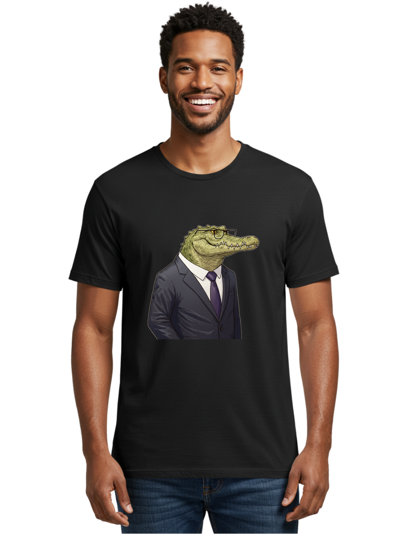 Crocodile-In-Suit-6 Men'S Graphic Tee, 100% Cotton, Comfortable Casual Summer Wear, Machine Washable, Vintage Camera, Old Camera, Antique Camera, Black Camera, Classic Photography, Photography Equipment, Nostalgic Device, Film Camera, Bak330