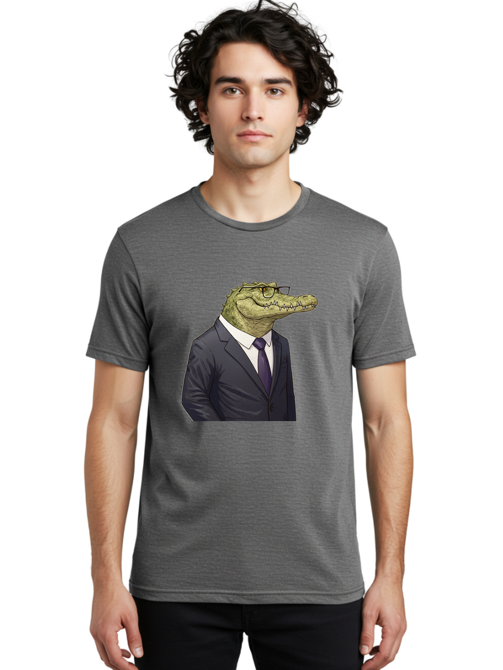 Crocodile-In-Suit-6 Men'S Graphic Tee, 100% Cotton, Comfortable Casual Summer Wear, Machine Washable, Vintage Camera, Old Camera, Antique Camera, Black Camera, Classic Photography, Photography Equipment, Nostalgic Device, Film Camera, Bak330