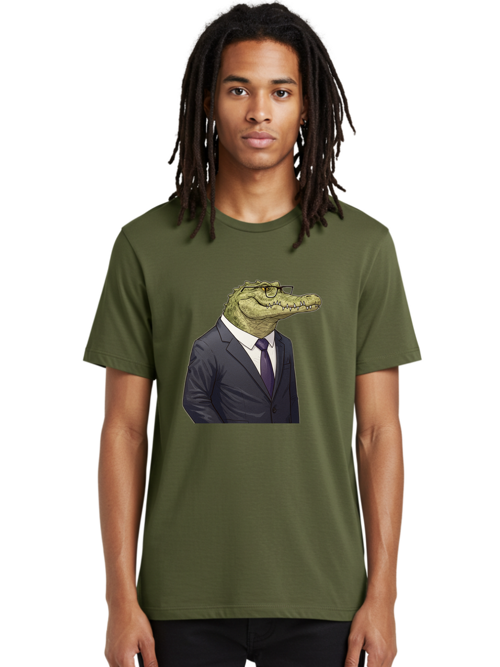 Crocodile-In-Suit-6 Men'S Graphic Tee, 100% Cotton, Comfortable Casual Summer Wear, Machine Washable, Vintage Camera, Old Camera, Antique Camera, Black Camera, Classic Photography, Photography Equipment, Nostalgic Device, Film Camera, Bak330