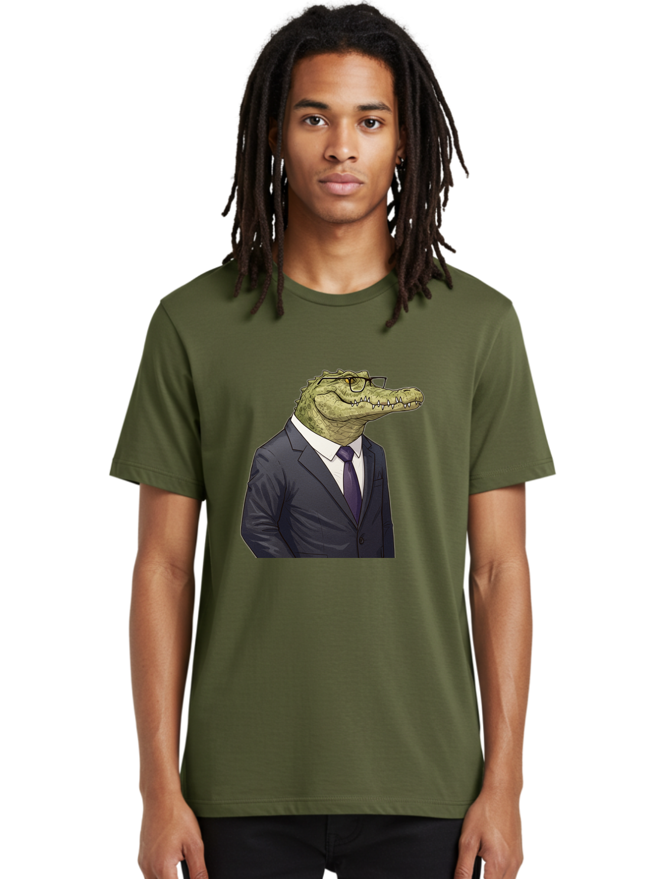 Crocodile-In-Suit-6 Men'S Graphic Tee, 100% Cotton, Comfortable Casual Summer Wear, Machine Washable, Vintage Camera, Old Camera, Antique Camera, Black Camera, Classic Photography, Photography Equipment, Nostalgic Device, Film Camera, Bak330