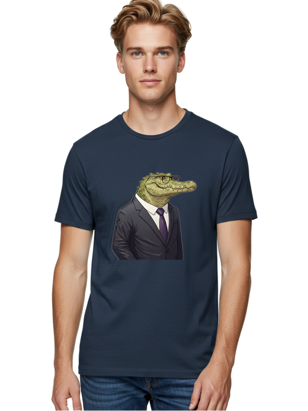 Crocodile-In-Suit-6 Men'S Graphic Tee, 100% Cotton, Comfortable Casual Summer Wear, Machine Washable, Vintage Camera, Old Camera, Antique Camera, Black Camera, Classic Photography, Photography Equipment, Nostalgic Device, Film Camera, Bak330