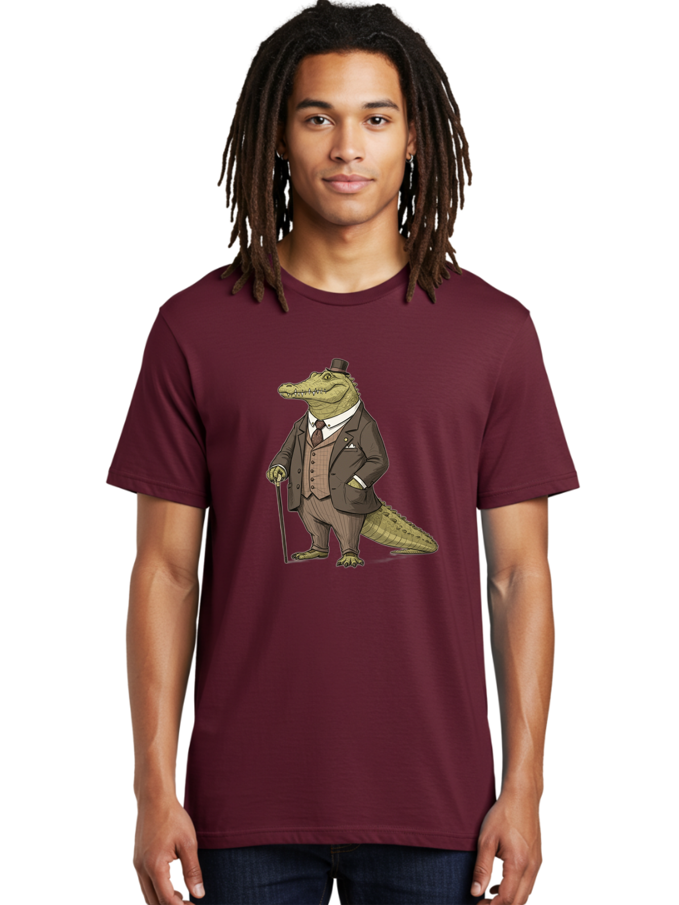 Crocodile-In-Suit-7 Men'S Graphic Tee, 100% Cotton, Comfortable Casual Summer Wear, Machine Washable, Vintage Camera, Old Camera, Antique Camera, Black Camera, Classic Photography, Photography Equipment, Nostalgic Device, Film Camera, Bak331