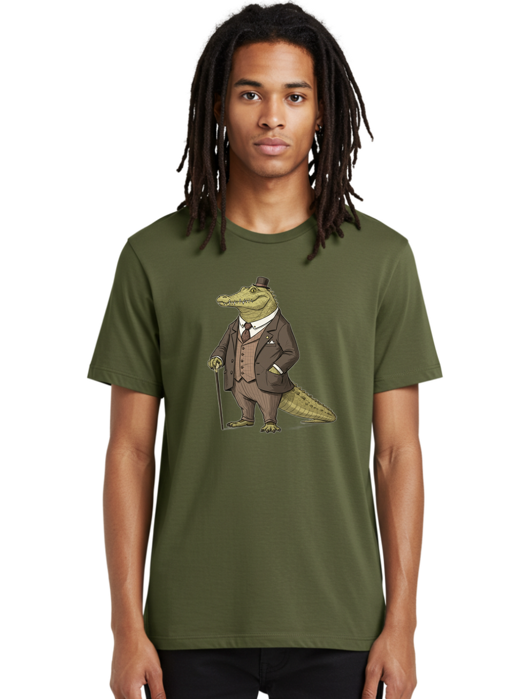 Crocodile-In-Suit-7 Men'S Graphic Tee, 100% Cotton, Comfortable Casual Summer Wear, Machine Washable, Vintage Camera, Old Camera, Antique Camera, Black Camera, Classic Photography, Photography Equipment, Nostalgic Device, Film Camera, Bak331