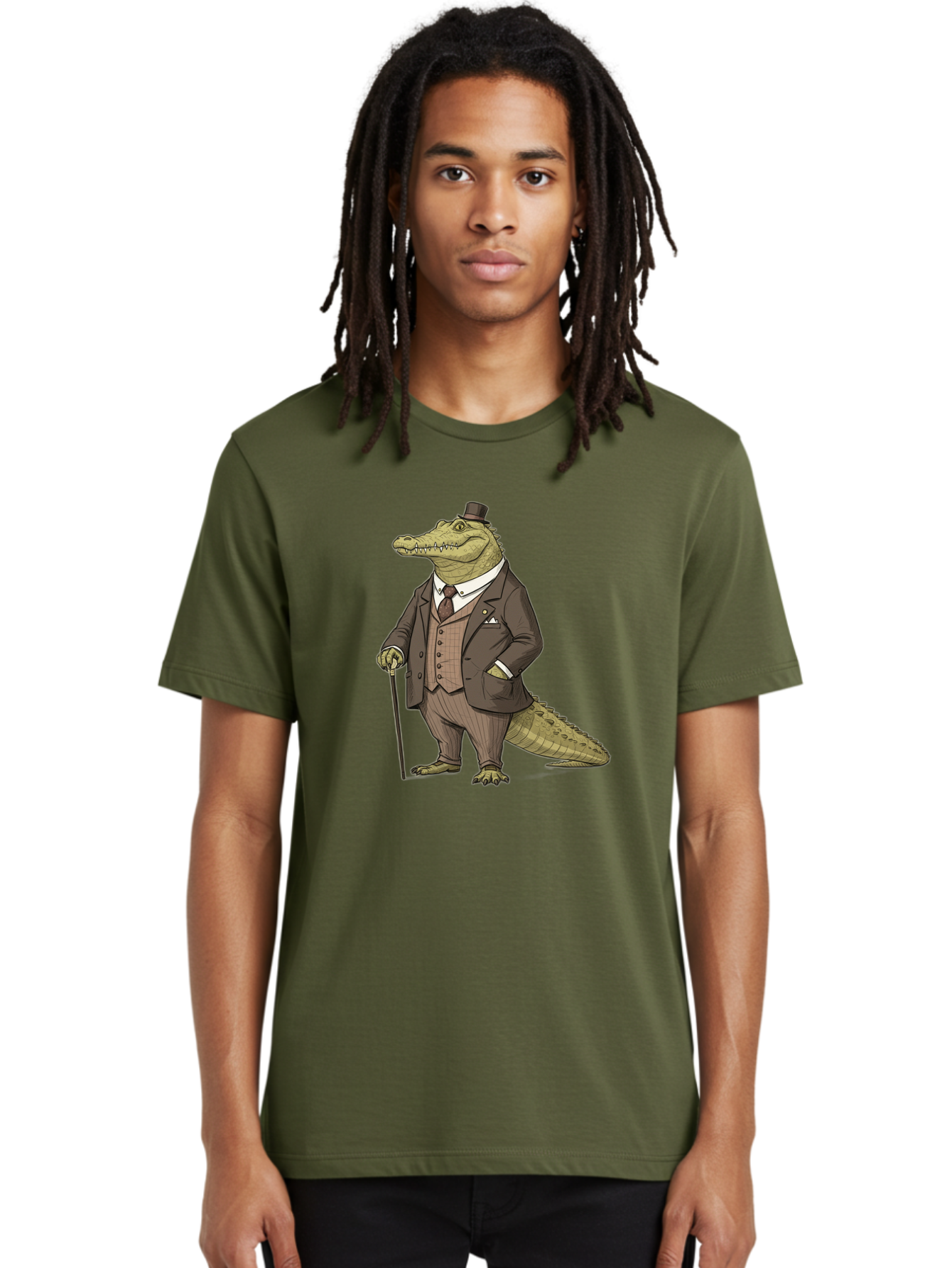 Crocodile-In-Suit-7 Men'S Graphic Tee, 100% Cotton, Comfortable Casual Summer Wear, Machine Washable, Vintage Camera, Old Camera, Antique Camera, Black Camera, Classic Photography, Photography Equipment, Nostalgic Device, Film Camera, Bak331