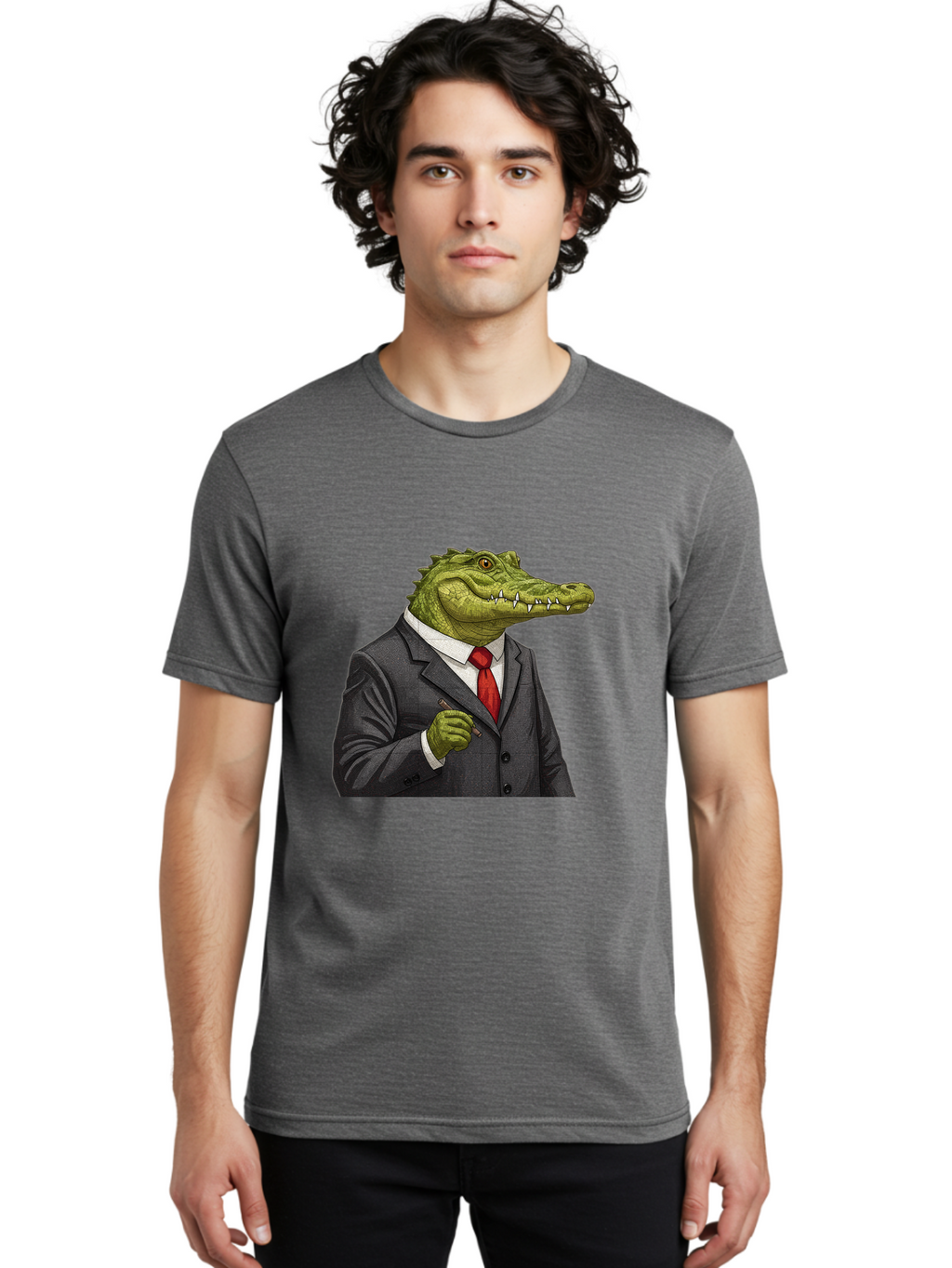 Crocodile-In-Suit-8 Men'S Graphic Tee, 100% Cotton, Comfortable Casual Summer Wear, Machine Washable, Vintage Camera, Old Camera, Antique Camera, Black Camera, Classic Photography, Photography Equipment, Nostalgic Device, Film Camera, Bak332