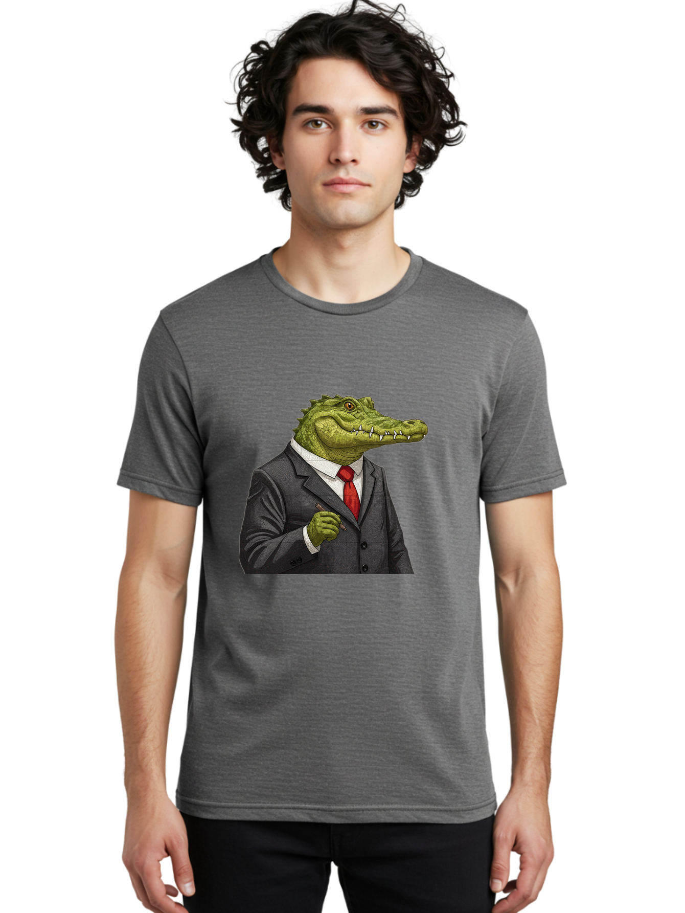 Crocodile-In-Suit-8 Men'S Graphic Tee, 100% Cotton, Comfortable Casual Summer Wear, Machine Washable, Vintage Camera, Old Camera, Antique Camera, Black Camera, Classic Photography, Photography Equipment, Nostalgic Device, Film Camera, Bak332