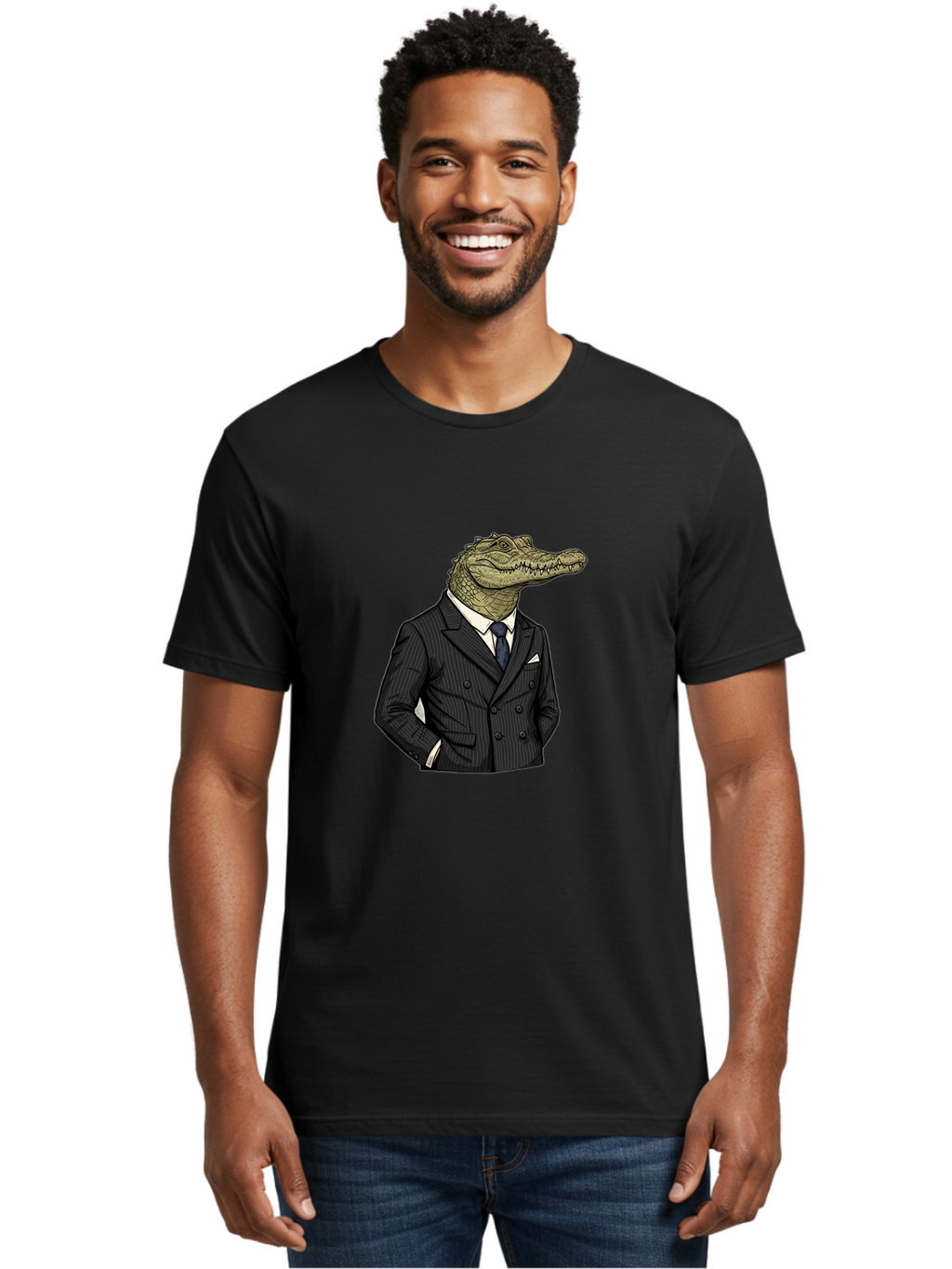 Crocodile-In-Suit-9 Men'S Graphic Tee, 100% Cotton, Comfortable Casual Summer Wear, Machine Washable, Vintage Camera, Old Camera, Antique Camera, Black Camera, Classic Photography, Photography Equipment, Nostalgic Device, Film Camera, Bak333