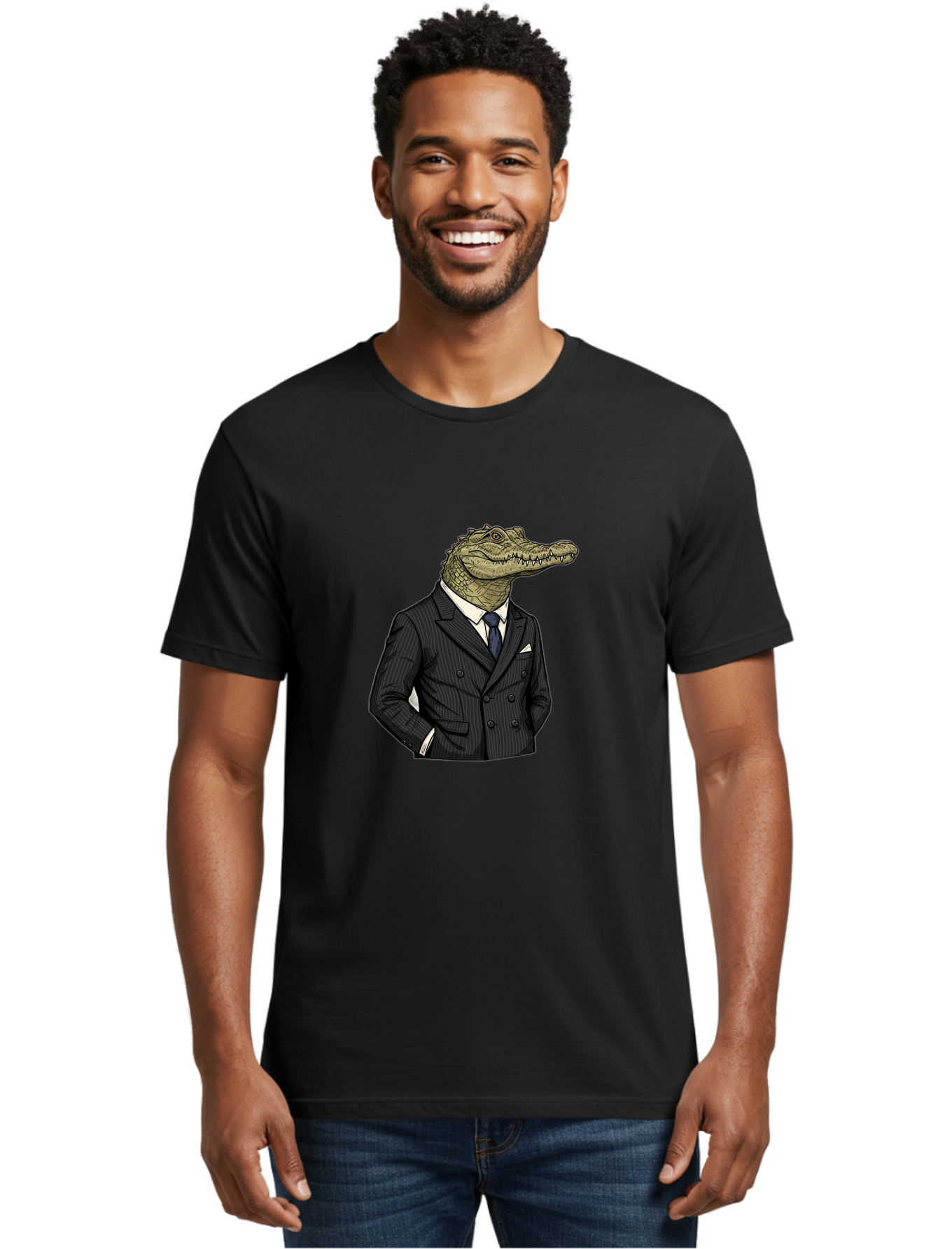 Crocodile-In-Suit-9 Men'S Graphic Tee, 100% Cotton, Comfortable Casual Summer Wear, Machine Washable, Vintage Camera, Old Camera, Antique Camera, Black Camera, Classic Photography, Photography Equipment, Nostalgic Device, Film Camera, Bak333