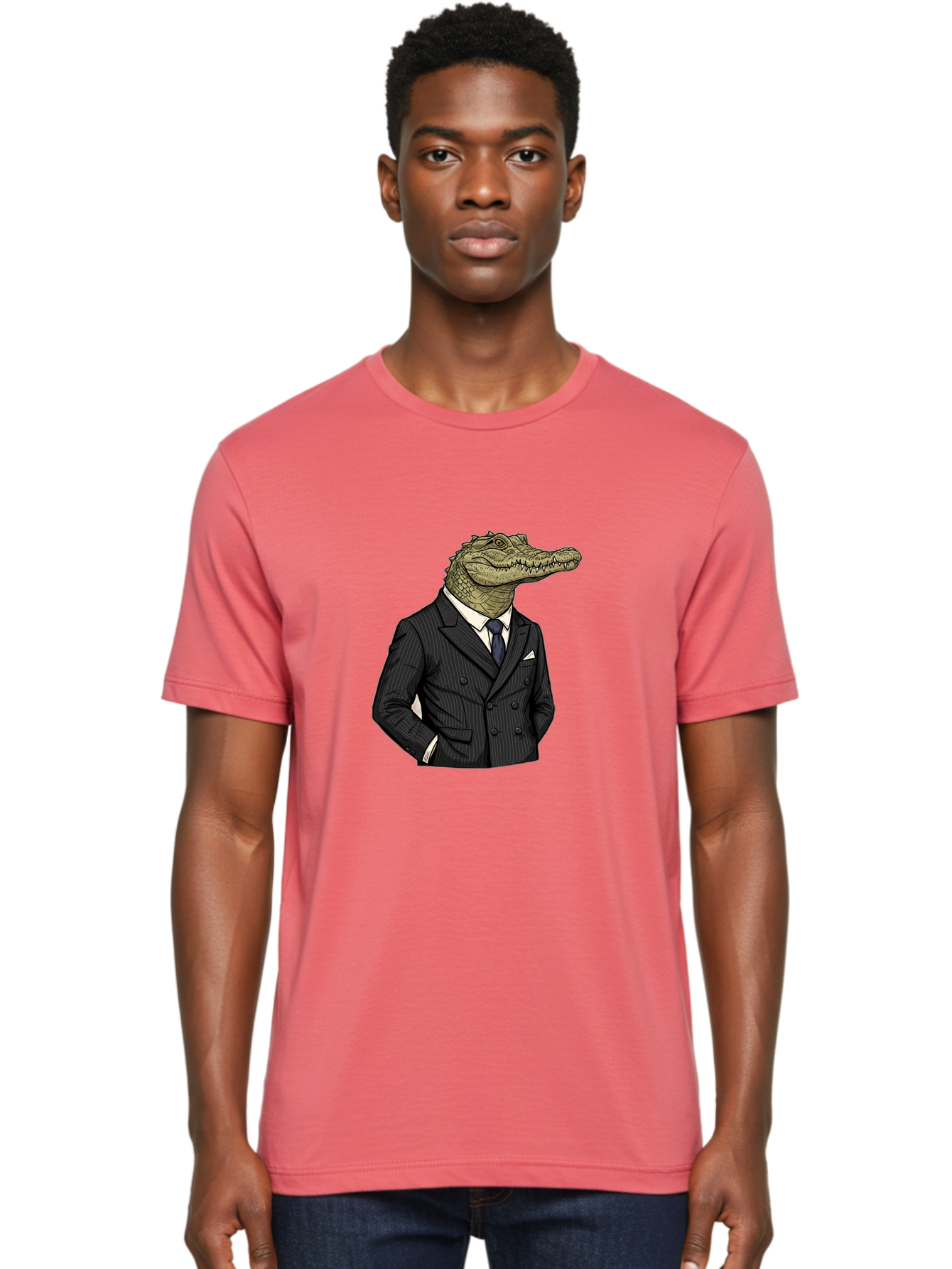 Crocodile-In-Suit-9 Men'S Graphic Tee, 100% Cotton, Comfortable Casual Summer Wear, Machine Washable, Vintage Camera, Old Camera, Antique Camera, Black Camera, Classic Photography, Photography Equipment, Nostalgic Device, Film Camera, Bak333