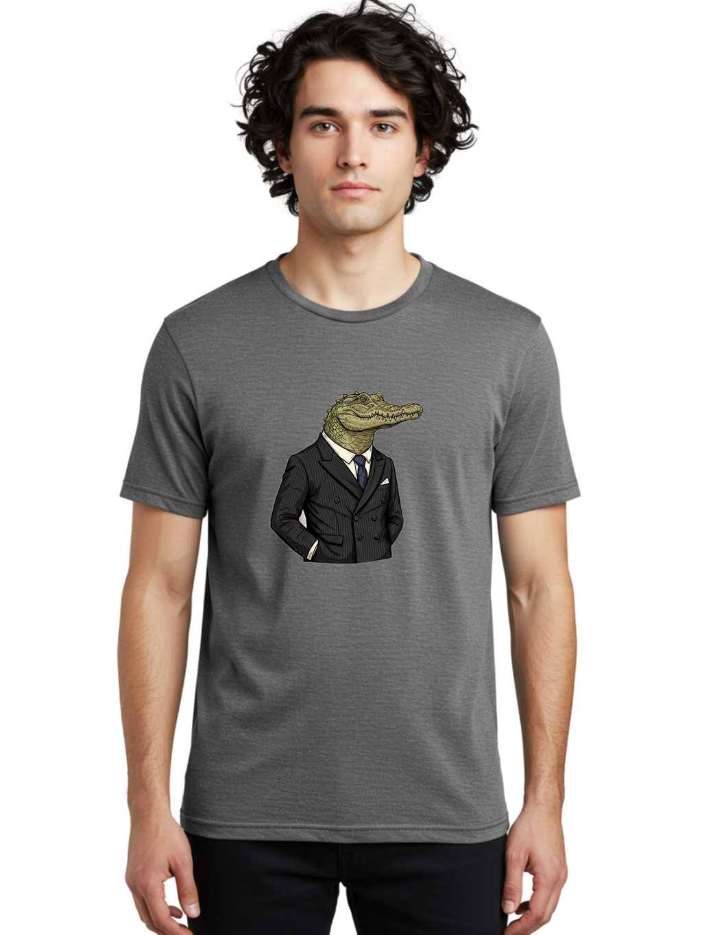 Crocodile-In-Suit-9 Men'S Graphic Tee, 100% Cotton, Comfortable Casual Summer Wear, Machine Washable, Vintage Camera, Old Camera, Antique Camera, Black Camera, Classic Photography, Photography Equipment, Nostalgic Device, Film Camera, Bak333
