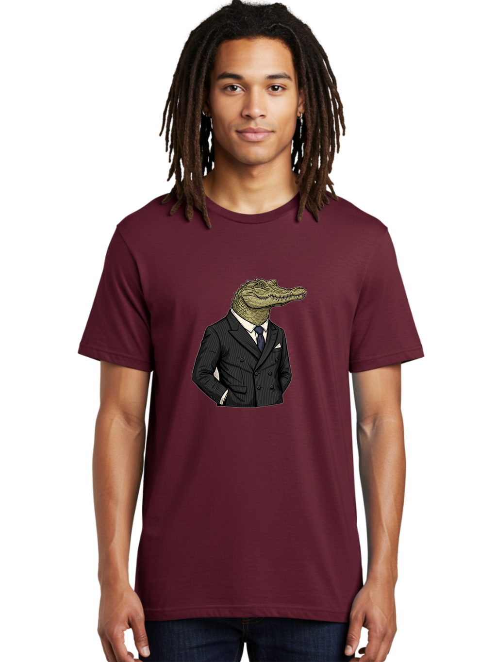 Crocodile-In-Suit-9 Men'S Graphic Tee, 100% Cotton, Comfortable Casual Summer Wear, Machine Washable, Vintage Camera, Old Camera, Antique Camera, Black Camera, Classic Photography, Photography Equipment, Nostalgic Device, Film Camera, Bak333
