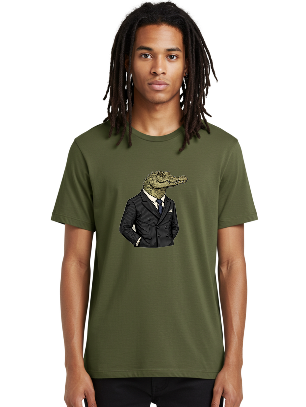 Crocodile-In-Suit-9 Men'S Graphic Tee, 100% Cotton, Comfortable Casual Summer Wear, Machine Washable, Vintage Camera, Old Camera, Antique Camera, Black Camera, Classic Photography, Photography Equipment, Nostalgic Device, Film Camera, Bak333