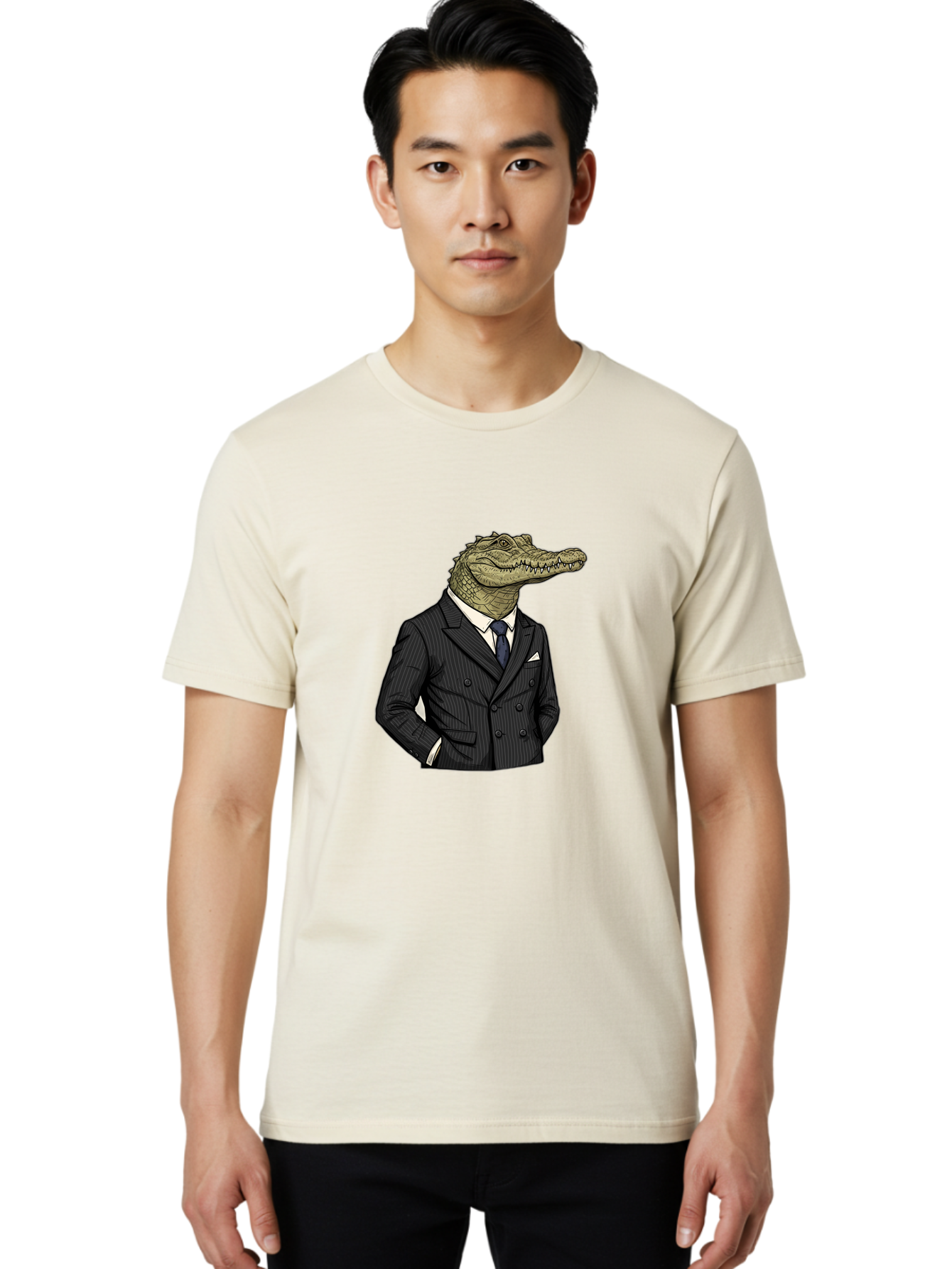 Crocodile-In-Suit-9 Men'S Graphic Tee, 100% Cotton, Comfortable Casual Summer Wear, Machine Washable, Vintage Camera, Old Camera, Antique Camera, Black Camera, Classic Photography, Photography Equipment, Nostalgic Device, Film Camera, Bak333