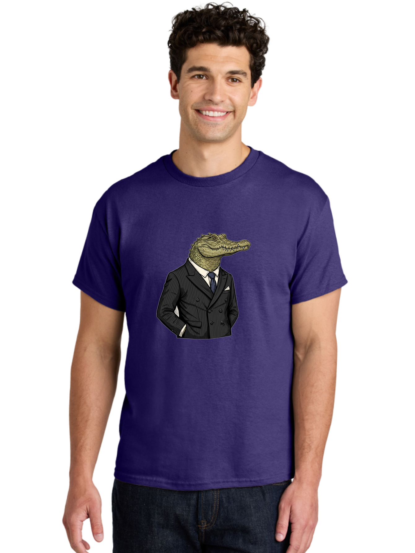 Crocodile-In-Suit-9 Men'S Graphic Tee, 100% Cotton, Comfortable Casual Summer Wear, Machine Washable, Vintage Camera, Old Camera, Antique Camera, Black Camera, Classic Photography, Photography Equipment, Nostalgic Device, Film Camera, Bak333