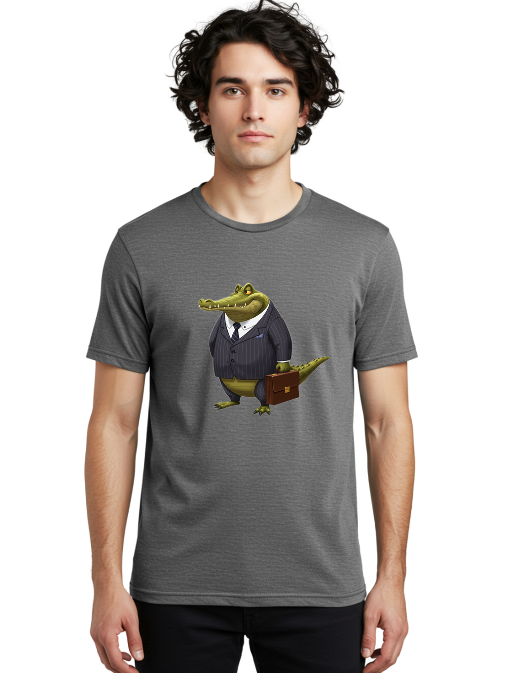 Crocodile-In-Suit Men'S Graphic Tee, 100% Cotton, Comfortable Casual Summer Wear, Machine Washable, Vintage Camera, Old Camera, Antique Camera, Black Camera, Classic Photography, Photography Equipment, Nostalgic Device, Film Camera, Camera Art Bak334