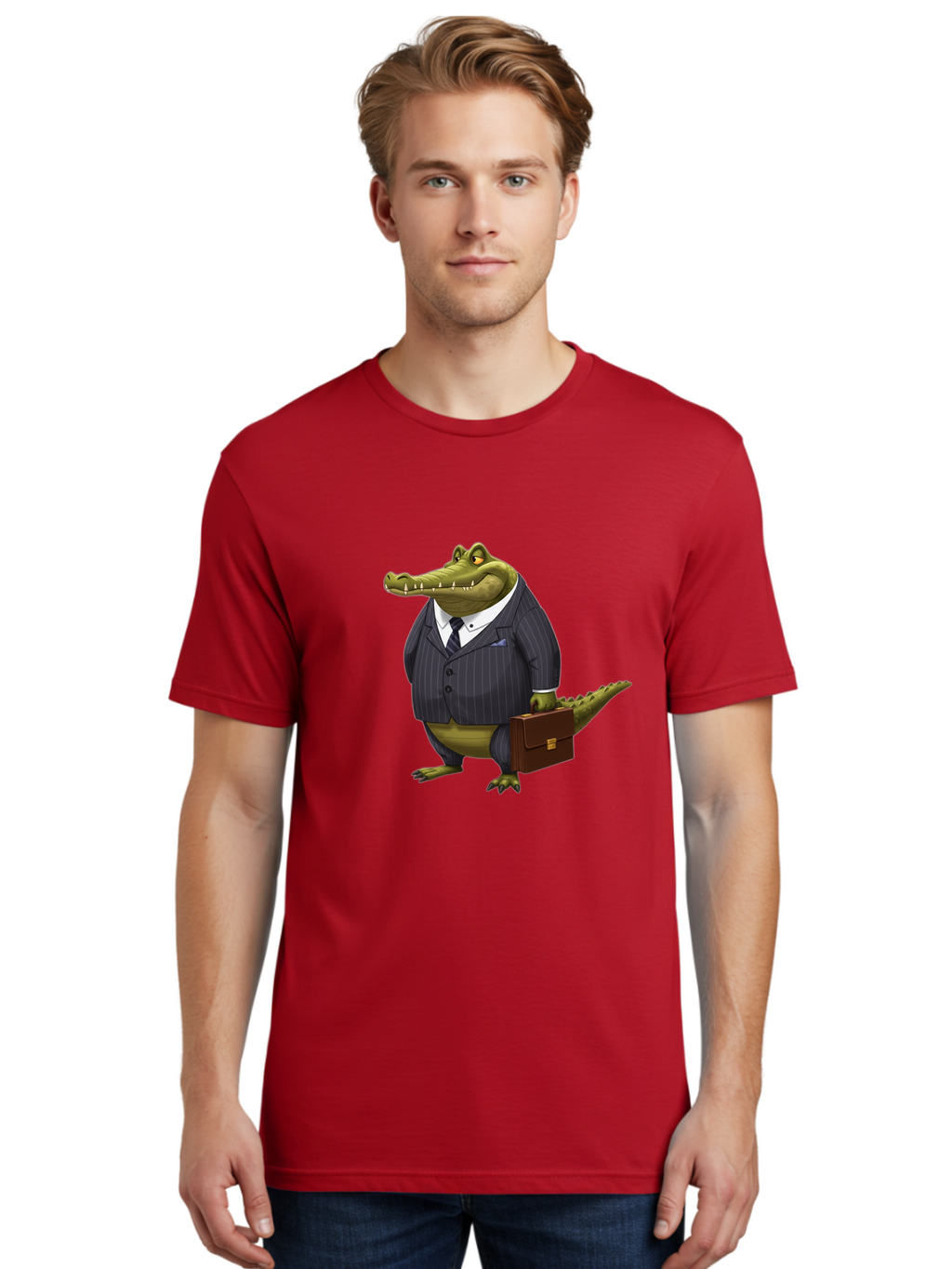 Crocodile-In-Suit Men'S Graphic Tee, 100% Cotton, Comfortable Casual Summer Wear, Machine Washable, Vintage Camera, Old Camera, Antique Camera, Black Camera, Classic Photography, Photography Equipment, Nostalgic Device, Film Camera, Camera Art Bak334