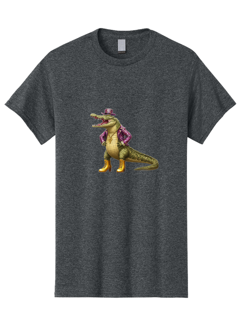 Crocodile-With-Hat-And-Jacket Men'S Graphic Tee, 100% Cotton, Comfortable Casual Summer Wear, Machine Washable, Vintage Camera, Old Camera, Antique Camera, Black Camera, Classic Photography, Photography Equipment, Nostalgic Device, Bak337