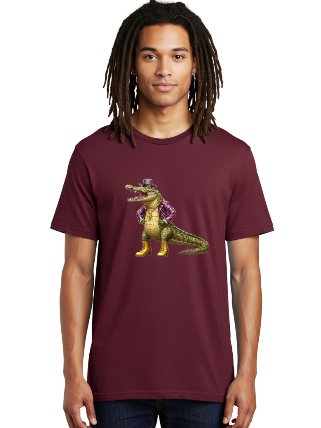 Crocodile-With-Hat-And-Jacket Men'S Graphic Tee, 100% Cotton, Comfortable Casual Summer Wear, Machine Washable, Vintage Camera, Old Camera, Antique Camera, Black Camera, Classic Photography, Photography Equipment, Nostalgic Device, Bak337